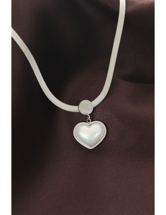 316L Çelik İtalyan Zincir Kalp Kolye - TJ-BKO6207