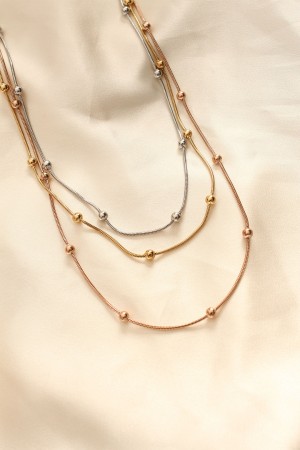 316L Çelik Karışık Renkli Topçuk Tasarımlı Çoklu Kolye - TJ-BKO6242 316L Çelik Karışık Renkli Topçuk Tasarımlı Çoklu Kolye - TJ-BKO6242