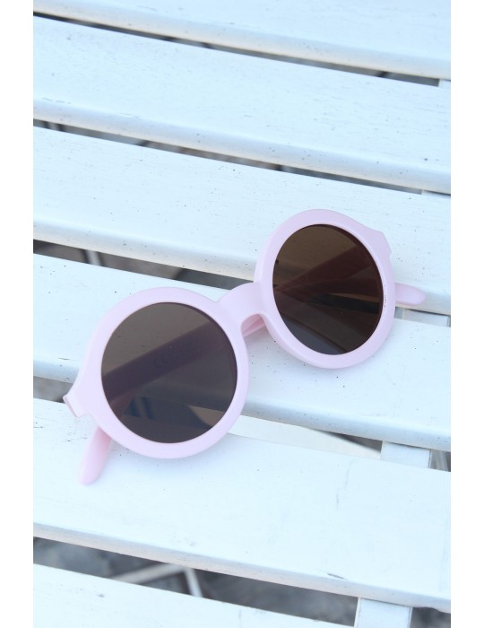 Pembe Renk Yuvarlak İskandinav Çocuk Gözlüğü
