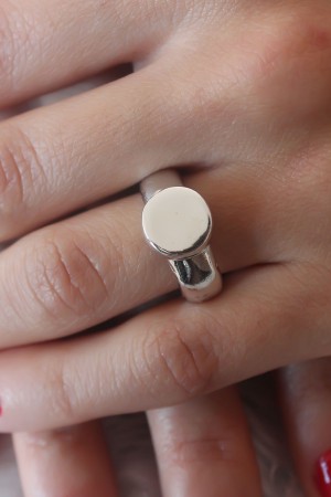 Gümüş Renk Daire Model Kadın Yüzük - TJ-BYK2501