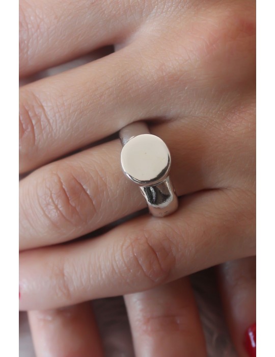 Gümüş Renk Daire Model Kadın Yüzük - TJ-BYK2501