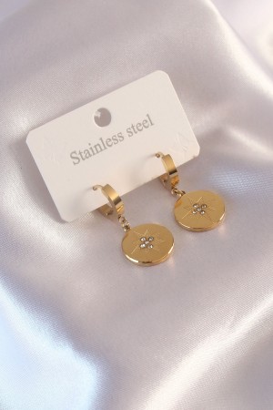 Çelik Gold Renk Kutup Yıldızı İşleme Zirkon Taşlı Kadın Küpe - TJ-BKP6961 Çelik Gold Renk Kutup Yıldızı İşleme Zirkon Taşlı Kadın Küpe - TJ-BKP6961