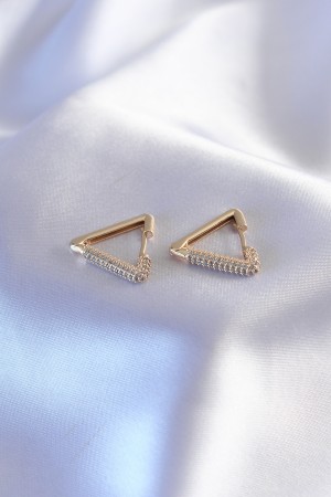 Gold Renk Zirkon Taşlı Üçgen Model Kadın Küpe - TJ-BKP7235 Gold Renk Zirkon Taşlı Üçgen Model Kadın Küpe - TJ-BKP7235