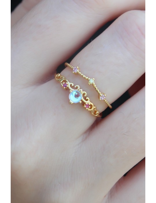 Gold Renk Zirkon Taşlı Taç Model Kadın Yüzük - TJ-BYK2665