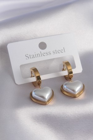 316L Çelik Gold Renk Kalp Model Kadın Küpe - TJ-BKP7458