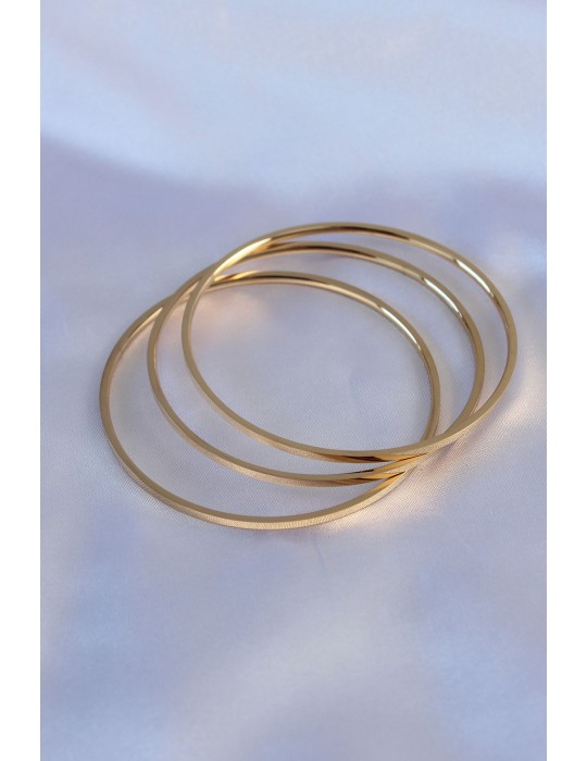 316L Çelik Gold Renk Ajda Model Kadın 60 mm Bilezik - TJ-BB5360