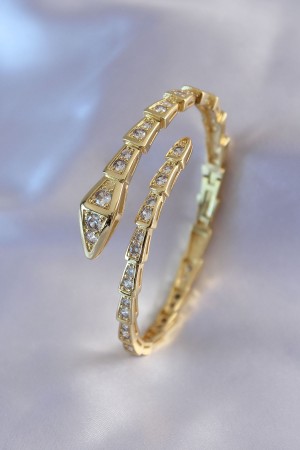 VIP Seri Yılan Model Gold Renk Kadın Kelepçe Bileklik - TJ-BB5489 VIP Seri Yılan Model Gold Renk Kadın Kelepçe Bileklik - TJ-BB5489