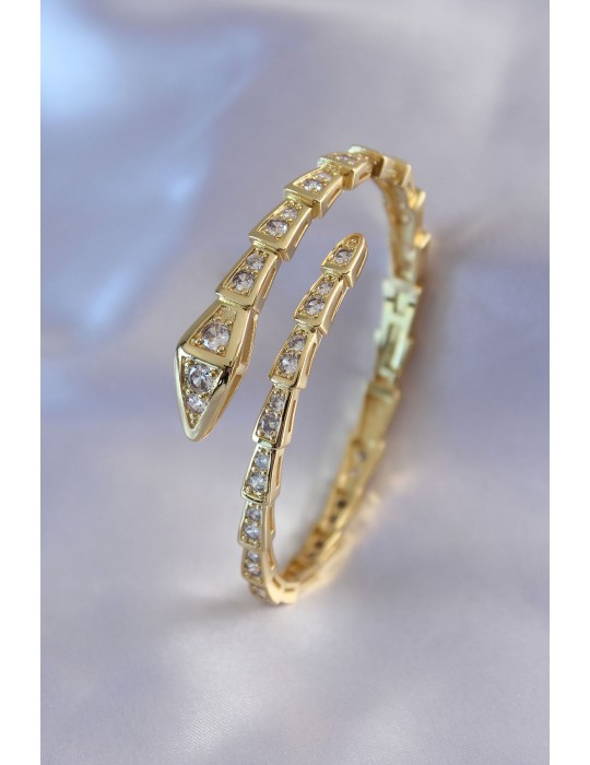 VIP Seri Yılan Model Gold Renk Kadın Kelepçe Bileklik - TJ-BB5489