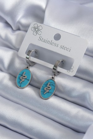 316L Çelik Gümüş Renk Oval Mavi Taşlı Yılan Figür Kadın Küpe - TJ-BKP7940 316L Çelik Gümüş Renk Oval Mavi Taşlı Yılan Figür Kadın Küpe - TJ-BKP7940