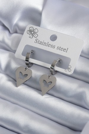 316L Çelik Gümüş Renk Kalp Model İşleme Kadın Küpe - TJ-BKP7950 316L Çelik Gümüş Renk Kalp Model İşleme Kadın Küpe - TJ-BKP7950