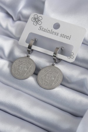 316L Çelik Gümüş Renk Pentagram Yıldızı İşleme Kadın Küpe - TJ-BKP7951 316L Çelik Gümüş Renk Pentagram Yıldızı İşleme Kadın Küpe - TJ-BKP7951