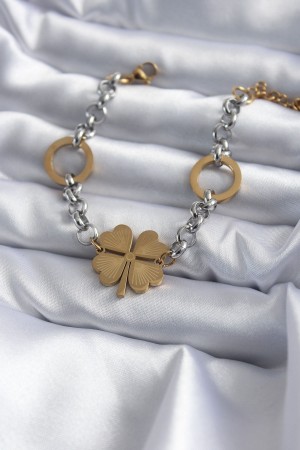 316L Çelik Mix Renk Zincir Model Yonca Figür Kadın Bileklik - TJ-BB5632 316L Çelik Mix Renk Zincir Model Yonca Figür Kadın Bileklik - TJ-BB5632