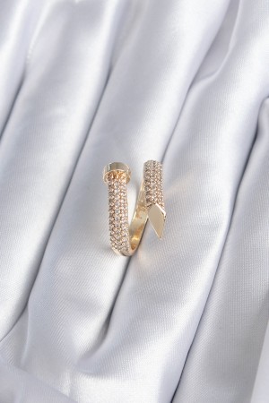 Pirinç Gold Renk Çivi Model Zirkon Taşlı Kadın Yüzük - TJ-BYK2878 Pirinç Gold Renk Çivi Model Zirkon Taşlı Kadın Yüzük - TJ-BYK2878