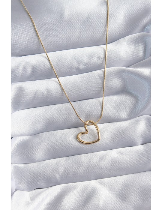 316L Çelik Zincir Gold Renk Kalp Model Kadın Kolye - TJ-BKO8033