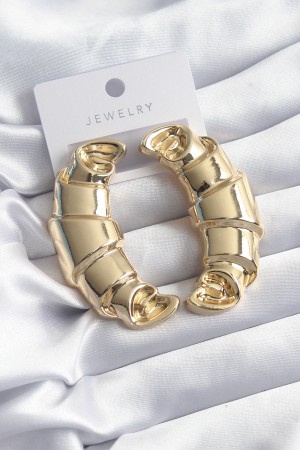 Pirinç Gold Renk Kruvasan Model Kadın Küpe - TJ-BKP8251 Pirinç Gold Renk Kruvasan Model Kadın Küpe - TJ-BKP8251