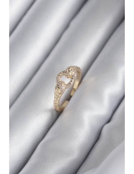 Pirinç Gold Renk Zirkon Taşlı Yılan Model Kadın Yüzük - TJ-BYK2923