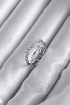 Pirinç Gümüş Renk Zirkon Taşlı Model Kadın Yüzük - TJ-BYK2932 Pirinç Gümüş Renk Zirkon Taşlı Model Kadın Yüzük - TJ-BYK2932