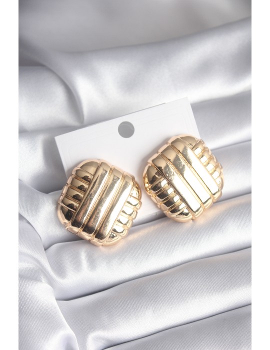 Pirinç Gold Renk İşleme Detay Kadın Küpe - TJ-BKP8403