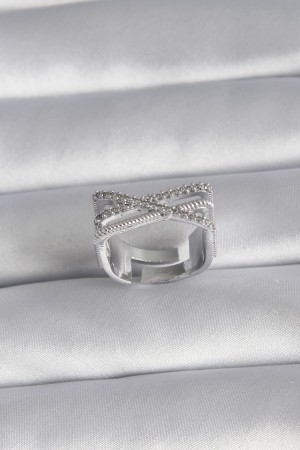 Pirinç Gümüş Renk Zirkon Taş Detay Kadın Yüzük - TJ-BYK3028 Pirinç Gümüş Renk Zirkon Taş Detay Kadın Yüzük - TJ-BYK3028