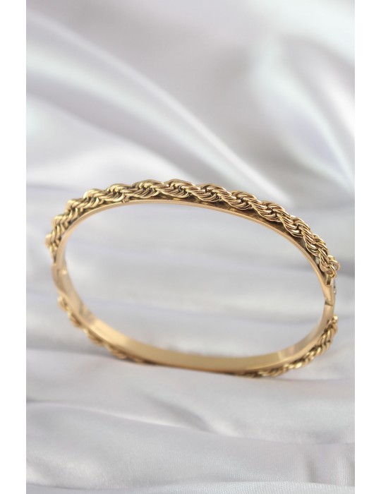 316L Çelik Gold Renk Burgu Zincir Model Kadın Kelepçe - TJ-BB5904