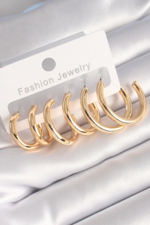 Pirinç Gold Renk Halka Model Kadın Küpe Seti - TJ-BKP8769 Pirinç Gold Renk Halka Model Kadın Küpe Seti - TJ-BKP8769
