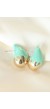 Minimal Turkuaz Mineli Çift Renk Damla Küpe - TJ-BKP8867