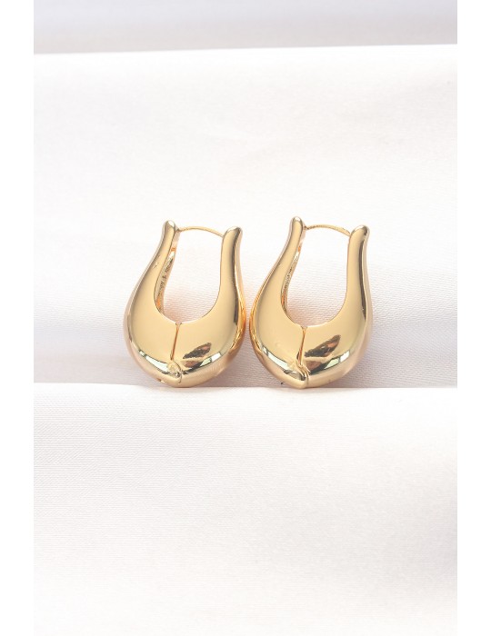 Pirinç Gold Renk Bombeli Küpe - TJ-BKP8878