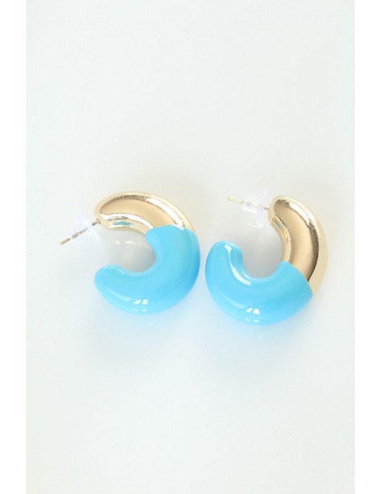 CCB Mavi Gold Çift Renk Küpe - TJ-BKP8876