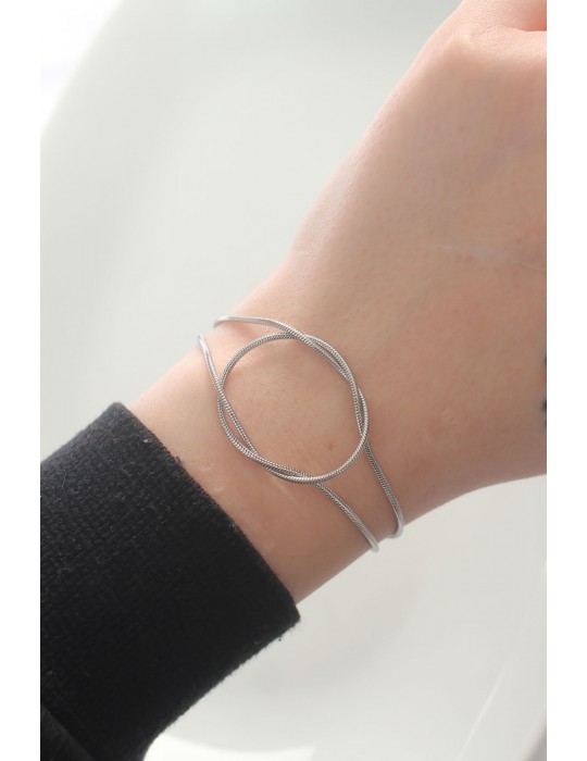 316L Çelik Gümüş Renk Düğüm Model Bileklik - TJ-BB6043