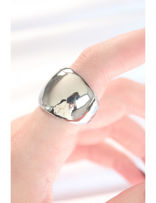 Silver Renk Ayarlanabilir Bombeli Ayna Yüzük - TJ-BYK3122