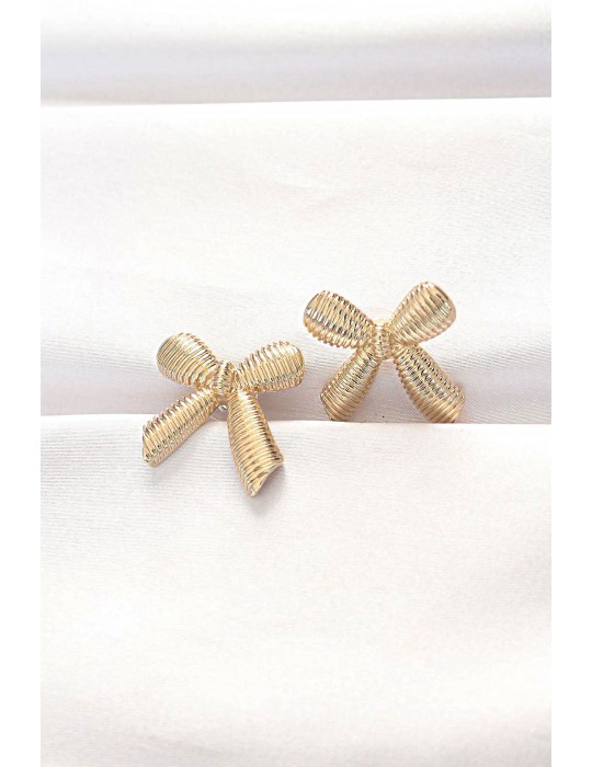 Pirinç Gold Renk Fiyonk Küpe - TJ-BKP8881