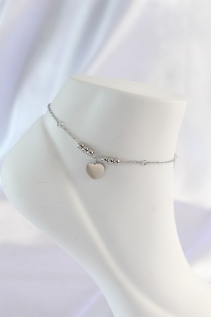 316L Çelik Gümüş Renk Zirkon Taş Detay Kalpli Halhal - TJ-HH1578 316L Çelik Gümüş Renk Zirkon Taş Detay Kalpli Halhal - TJ-HH1578