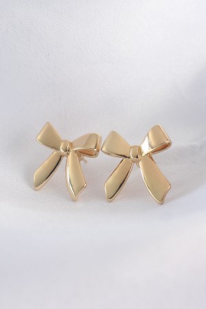 Pirinç Gold Renk Düz Plaka Fiyonk Küpe - TJ-BKP8936 Pirinç Gold Renk Düz Plaka Fiyonk Küpe - TJ-BKP8936