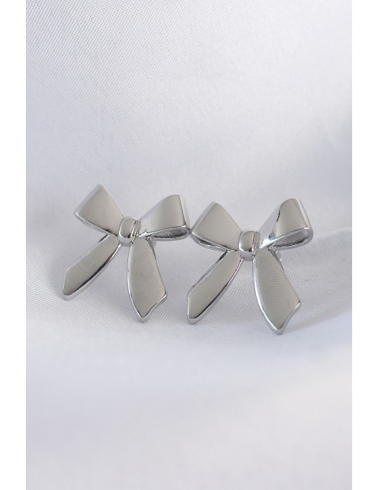 Pirinç Gümüş Renk Düz Plaka Fiyonk Küpe - TJ-BKP8937