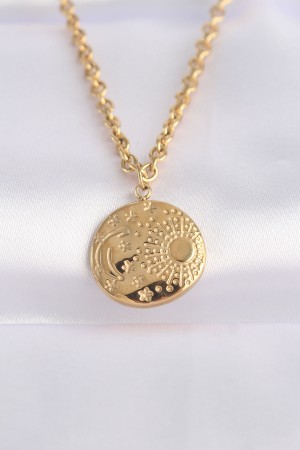 316L Çelik Zincir Altın Renk Oval Desenli Kolye - TJ-BKO8634 316L Çelik Zincir Altın Renk Oval Desenli Kolye - TJ-BKO8634