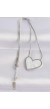 316L Çelik Zincir Gümüş Renk Mermer Desenli Kalp Kolye - TJ-BKO8656