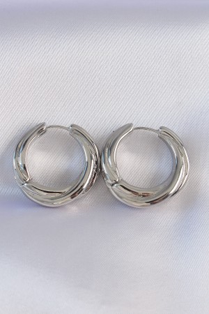 Pirinç Gümüş Renk Asimetrik Kıvrım Küpe - TJ-BKP8975 Pirinç Gümüş Renk Asimetrik Kıvrım Küpe - TJ-BKP8975