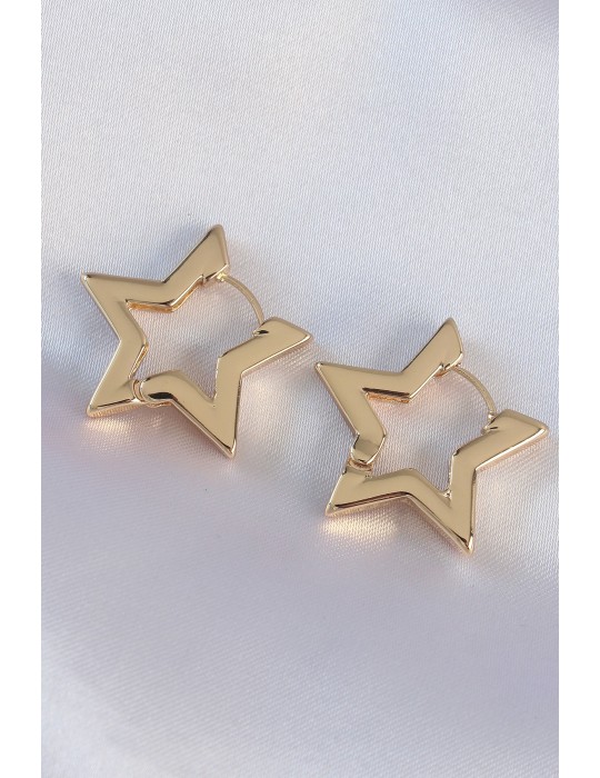 Pirinç Gold Renk Yıldız Küpe - TJ-BKP8982