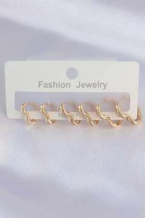 Pirinç Gold Renk Kalp Model Küpe Seti - TJ-BKP8992