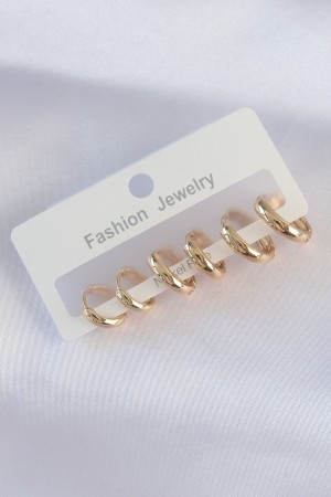 Pirinç Gold Renk Oval Bombeli Küpe Seti - TJ-BKP8996 Pirinç Gold Renk Oval Bombeli Küpe Seti - TJ-BKP8996