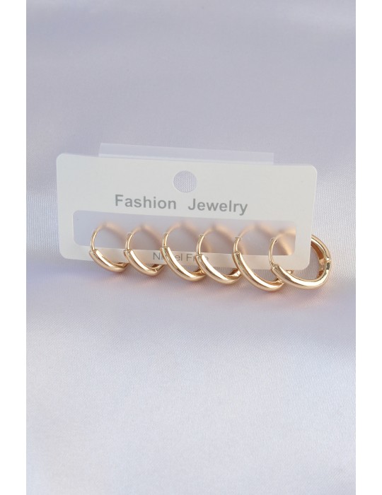 Pirinç Gold Renk Oval Küpe Seti - TJ-BKP8998