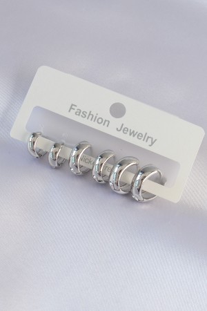 Pirinç Gümüş Renk Oval Bombeli Küpe Seti - TJ-BKP9001 Pirinç Gümüş Renk Oval Bombeli Küpe Seti - TJ-BKP9001