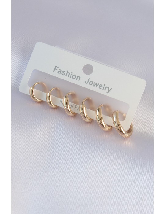 Pirinç Gold Renk Oval Küpe Seti - TJ-BKP9002