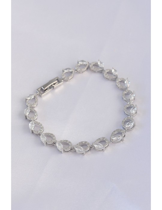 Vip Seri Pirinç Zirkon Taşlı Gümüş Renk Arpa Model Bileklik - TJ-BB6062