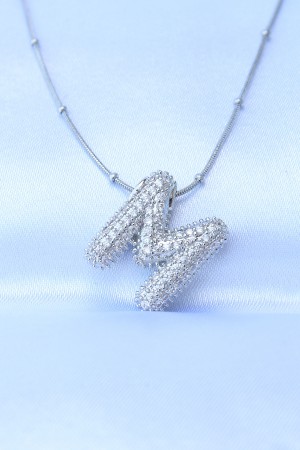 316L Çelik Zincirli Zirkon Taşlı M Harfli Gümüş Renk Bubble Kolye - TJ-BKO8727 316L Çelik Zincirli Zirkon Taşlı M Harfli Gümüş Renk Bubble Kolye - TJ-BKO8727