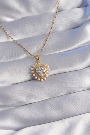 316L Çelik Zincir Gold Renk İncili Zirkon Taşlı Kalp Tasarımlı Kolye - TJ-BKO8762 316L Çelik Zincir Gold Renk İncili Zirkon Taşlı Kalp Tasarımlı Kolye - TJ-BKO8762