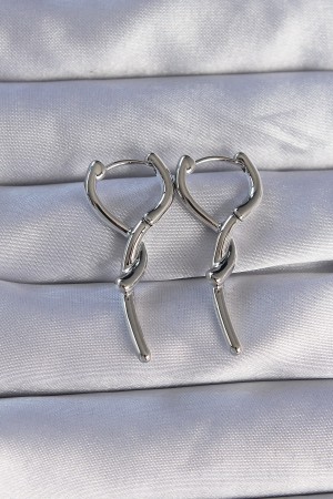 Pirinç Gümüş Renk Sarmal Çubuk Tasarımlı Uzun Küpe - TJ-BKP9085 Pirinç Gümüş Renk Sarmal Çubuk Tasarımlı Uzun Küpe - TJ-BKP9085