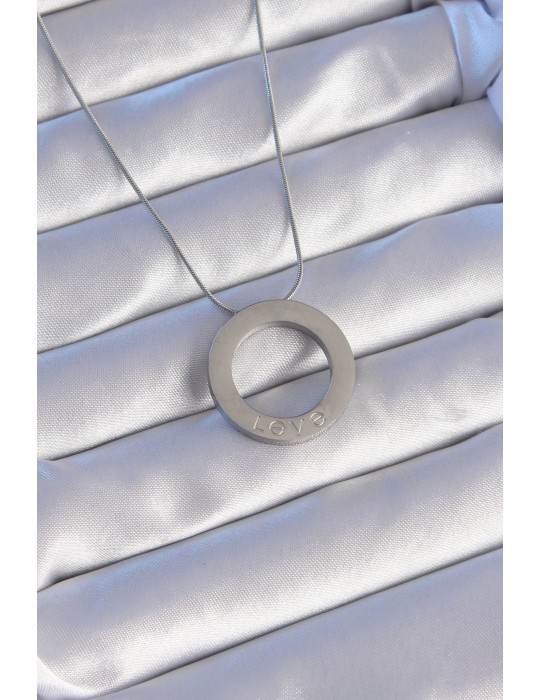 316L Çelik Gümüş Renk Zirkon Taşlı Model Kolye - TJ-BKO8884