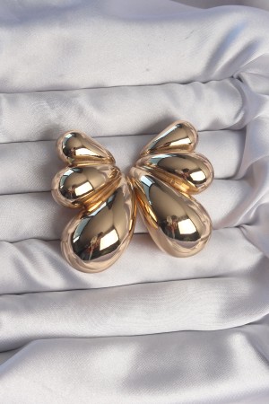 Pirinç Gold Renk İri Bombeli Küpe - TJ-BKP9111