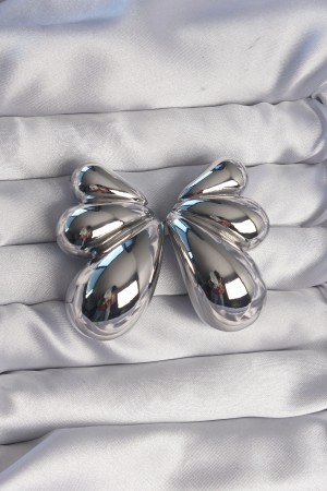 Pirinç Gümüş Renk İri Bombeli Küpe - TJ-BKP9112